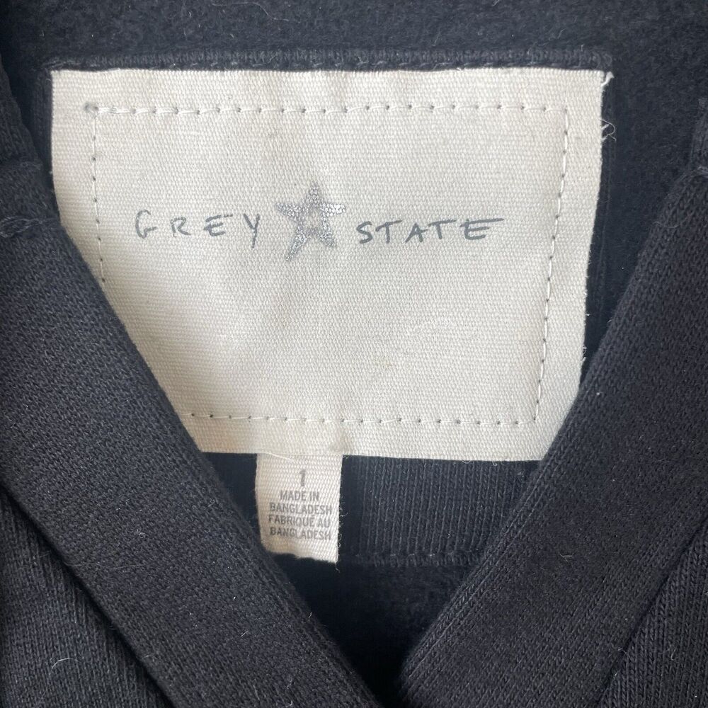 Grey State Hoodie Womens 1 (Size Small) Black Studded Sleeves Hooded Sweatshirt - Picture 6 of 10